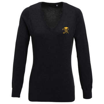Pedagogues Golf - V-NECK KNITTED SWEATER - Charcoal - Women's Fit