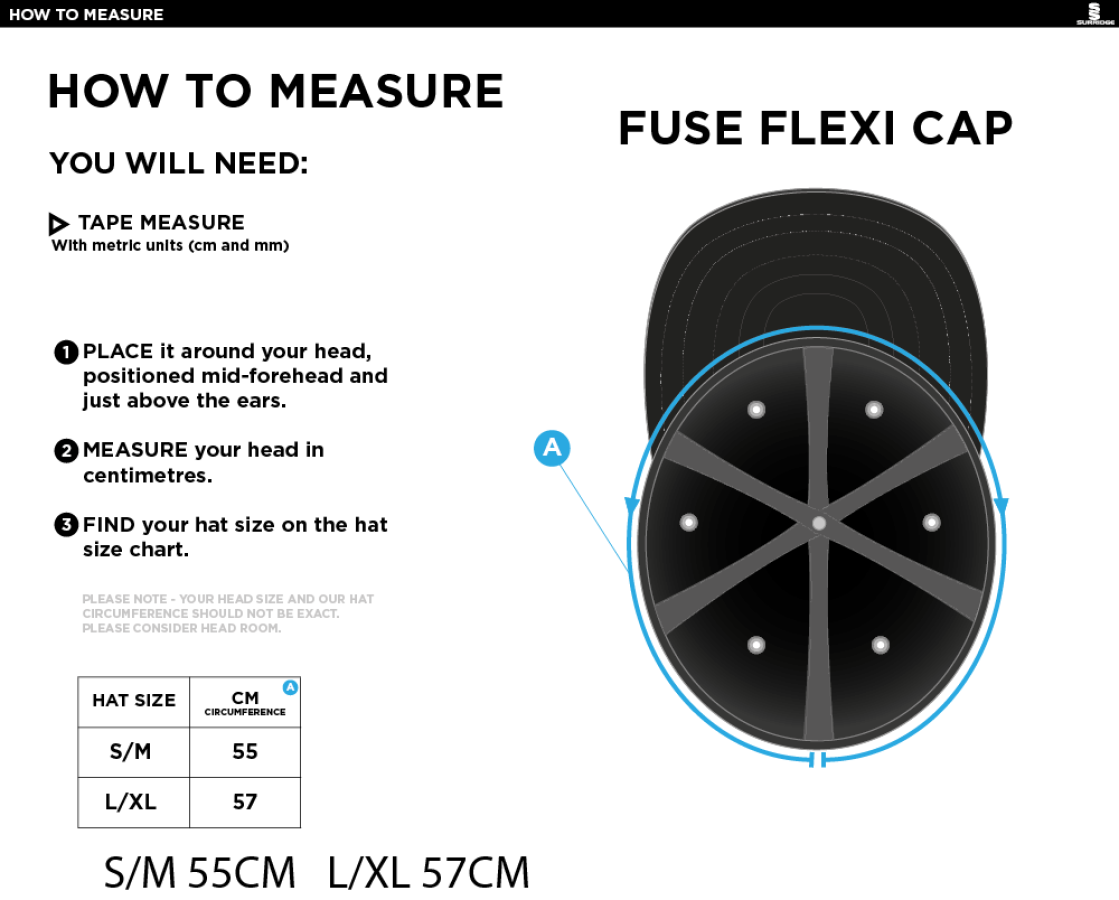Pedagogues Golf - Fuse Flexi Cap - Maroon - Size Guide