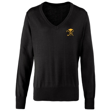 Pedagogues Golf - V-NECK KNITTED SWEATER - Black - Women's Fit
